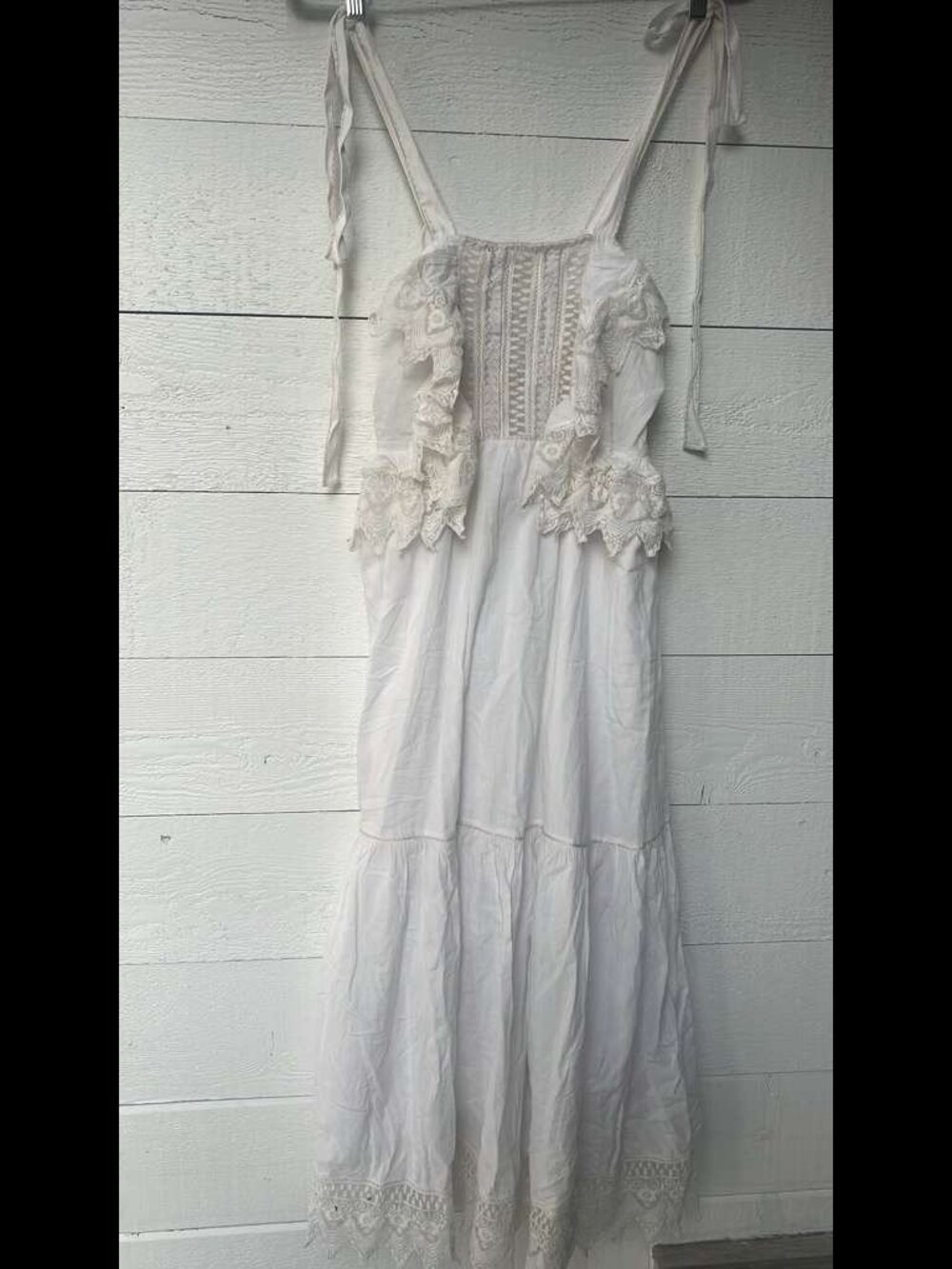 Ulla Johnson Ruffle Floral Embroidered Ivory Midi Dress Lace Resort XS #205